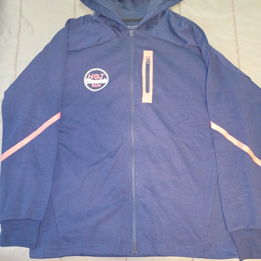 Vibrant Orange and Blue Zipper Sweater with Sporty Design